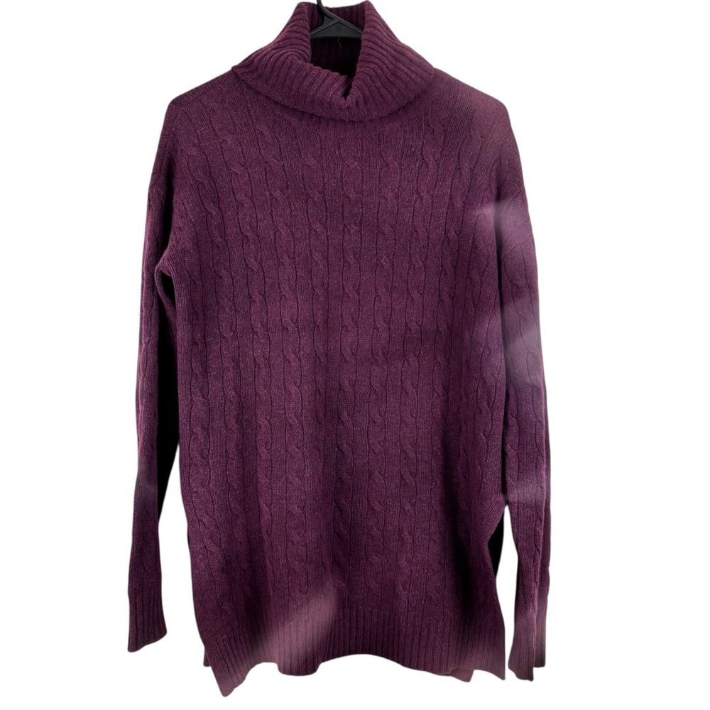 Polo Ralph Lauren Deep Burgundy Cable Knit Turtleneck Sweater Wool Cashmere Sz S - Picture 2 of 12